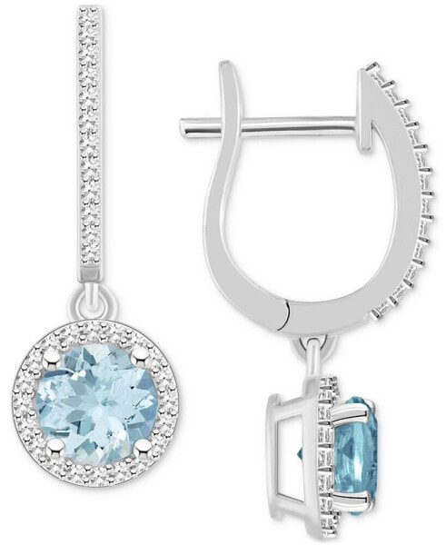 Серьги Macy's Aquamarine & Diamond Leverback