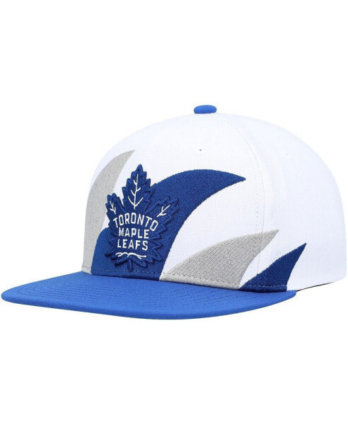 Men's White, Blue Distressed Toronto Maple Leafs Vintage-Like Sharktooth Snapback Hat