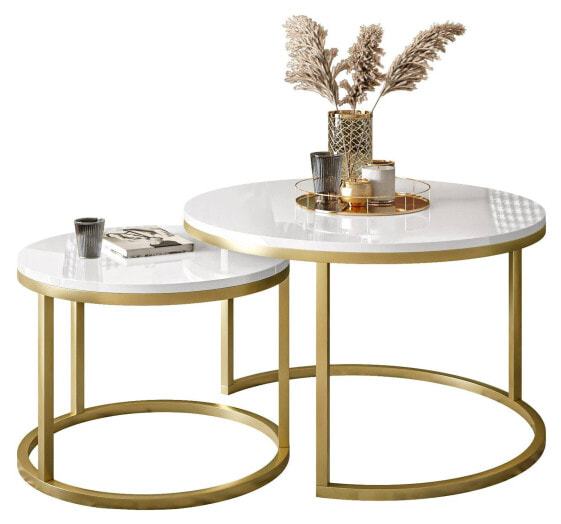 Runder Couchtisch CIRI 2in1 Gold Matt