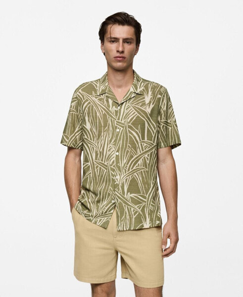 Men's Regular-Fit Leaf-Print Shirt