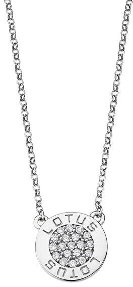 Glittering silver necklace with clear zircons for women LP1252-1 / 1