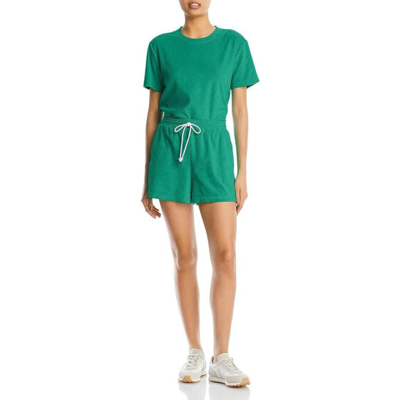 WAYF Womens Terry Cloth Short High-Waist Shorts Green Size M