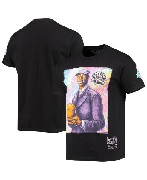 Men's Tracy Mcgrady Black Toronto Raptors Hardwood Classics Draft Day Colorwash T-shirt