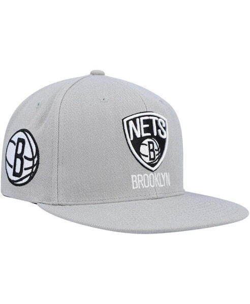 Men's Gray Brooklyn Nets Side Core 2.0 Snapback Hat