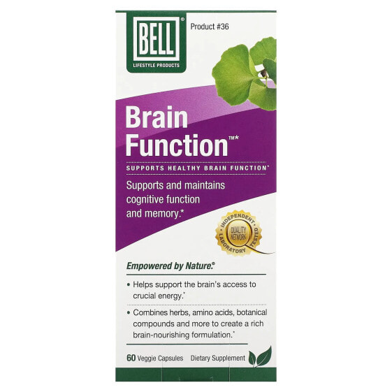 Улучшение памяти и работы мозга Bell Lifestyle Капсулы для мозговой функции, 60 штук