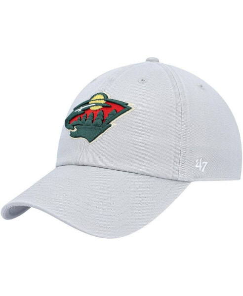 Men's Gray Minnesota Wild Clean Up Adjustable Hat