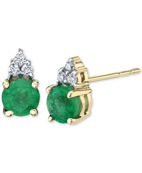 Серьги Macy's emerald & Diamond Stud