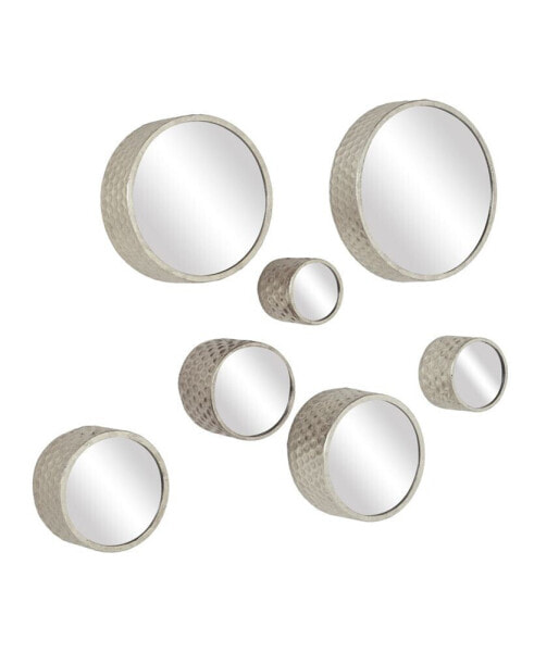 CosmopolitanLiving, Round Hammered Metal Decorative Wall Mirrors, Set of 7
