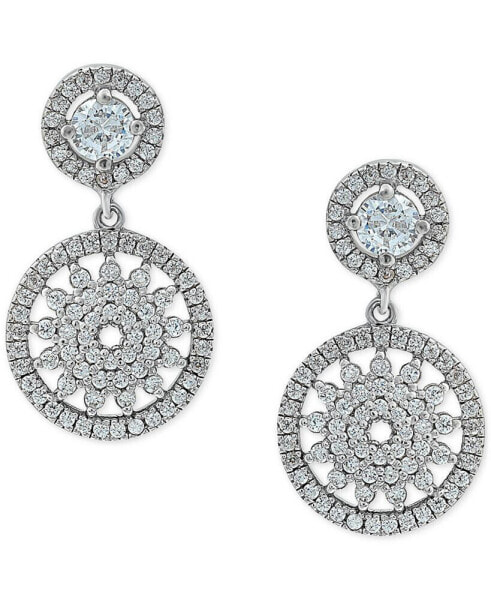 Cubic Zirconia Flower Circle Drop Earrings in Sterling Silver, Created for Macy's