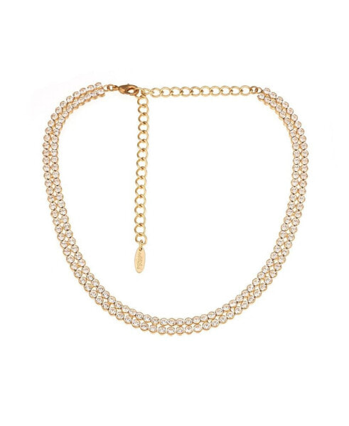 Double Row Sparkle 18K Gold Plated Choker Necklace