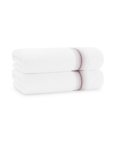 White Turkish Luxury Striped Towels with for Bathroom 600 GSM, 30x60 in., 2-Pack , Super Soft Absorbent Bath Towels