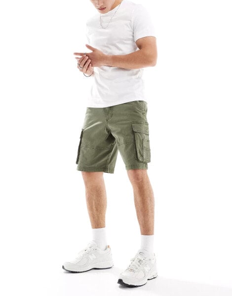 Hollister 10inch cargo shorts in dark green