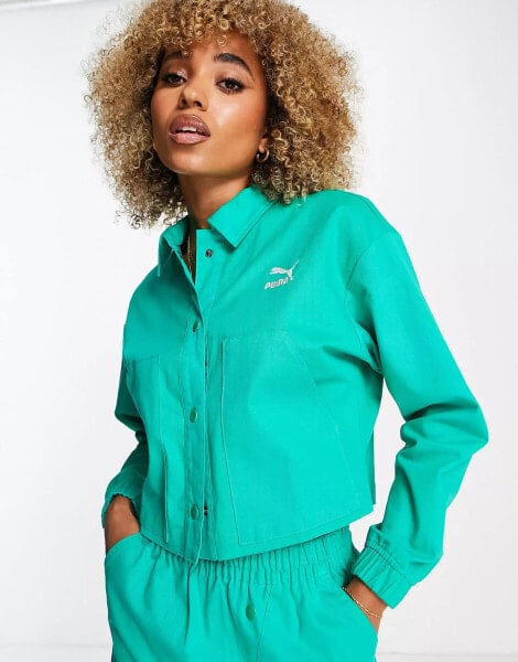 PUMA – Twill-Jacke in leuchtendem Säure-Grün, exklusiv bei ASOS