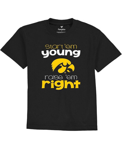Boys and Girls Toddler Black Iowa Hawkeyes Start Em Young T-shirt