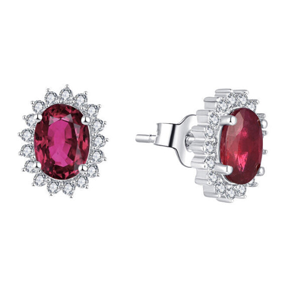 Beautiful silver earrings with ruby E-FS-5626R