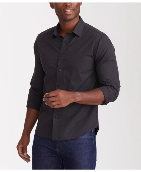 Men's Slim Fit Wrinkle-Free Black Stone Button Up Shirt