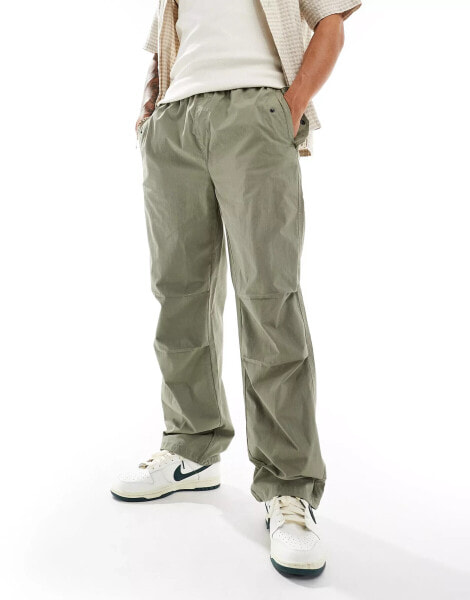 River Island pull on trousers in khaki