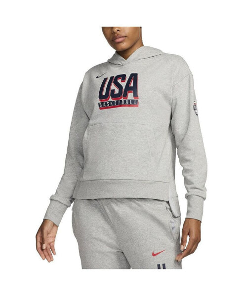 Women's Gray USA Basketball Authentic Practice Club Pullover Hoodie