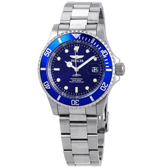 Мужские наручные часы с серебряным браслетом Invicta Diver Blue Dial Stainless Steel 40 mm Mens Watch 26971
