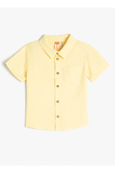 Düz Sarı Bebek Gömlek 3SMB60058TW