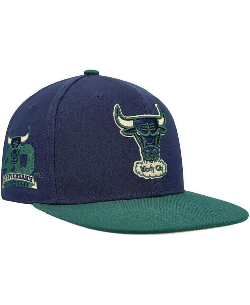 Men's Navy, Green Chicago Bulls 40th Anniversary Hardwood Classics Grassland Fitted Hat