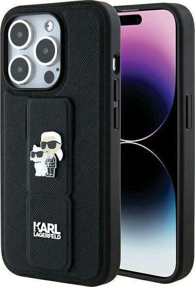 Karl Lagerfeld Karl Lagerfeld KLHCP14LGSAKCPK iPhone 14 Pro 6.1" czarny/black hardcase Gripstand Saffiano Karl&Choupette Pins