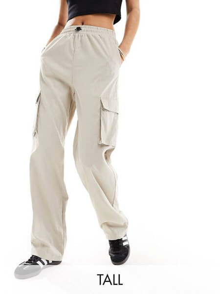 ONLY Tall wide leg cargo trousers in beige