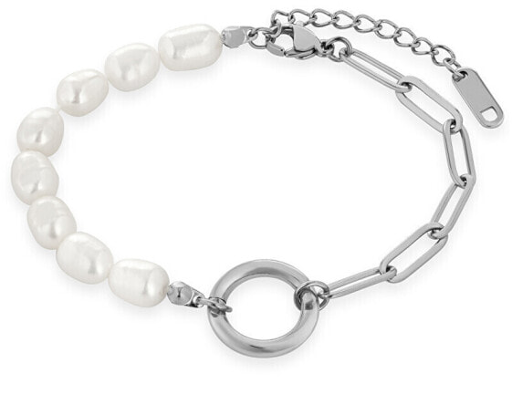 Charming steel bracelet with pearls TO3942