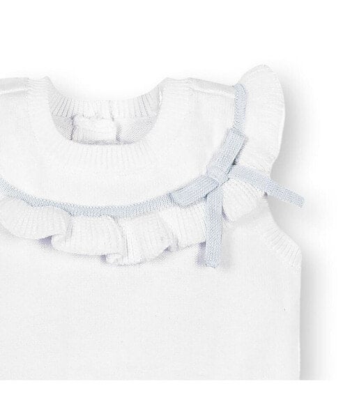 Baby Girls Layette Baby Organic Sleeveless Ruffle Sweater Romper and Bonnet 2-Piece Set