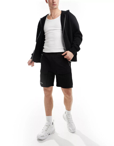 The Couture Club contrast panelled cargo short in black