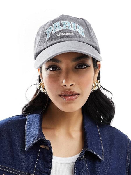 ASOS DESIGN paris slogan washed canvas cap 