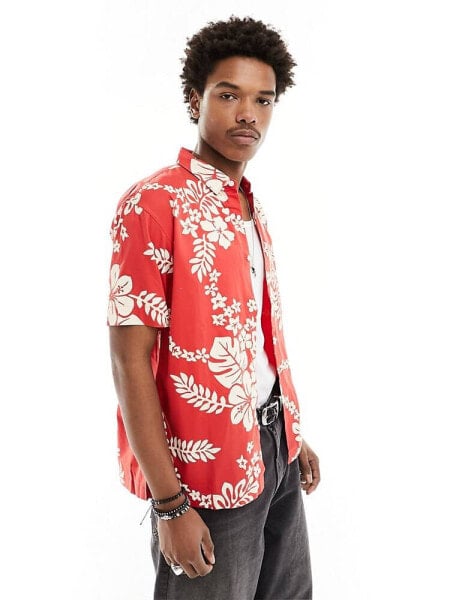 Superdry Hawaiian shirt in surf school red