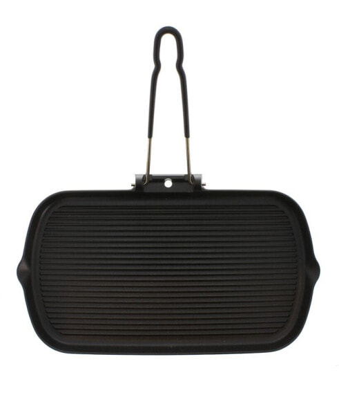 French Cast Iron 14" Rectangle Grill With Folding Handle