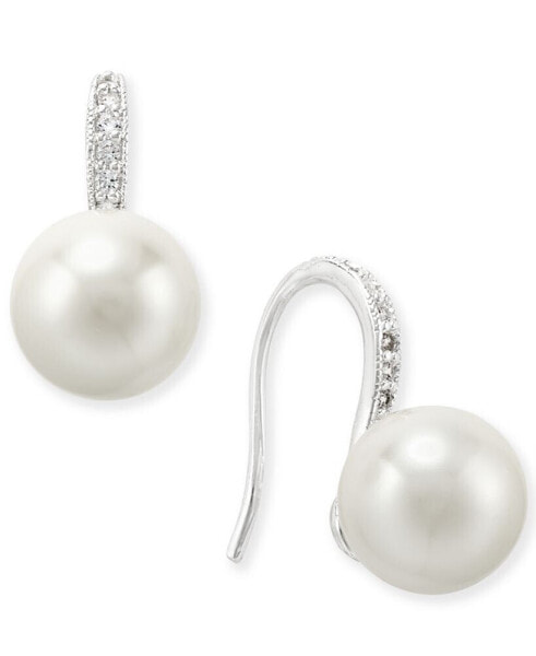 Silver-Tone Imitation Pearl and Pavé Drop Earrings, Created for Macy's