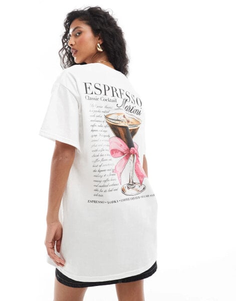 Miss Selfridge espresso martini oversized t-shirt in white