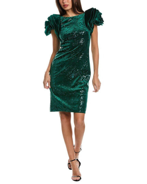 Tadashi Shoji Velvet Sheath Dress Women's Green Xs