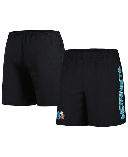 Men's Black Charlotte Hornets Hardwood Classics 1989-2002 Throwback Logo Heritage Shorts