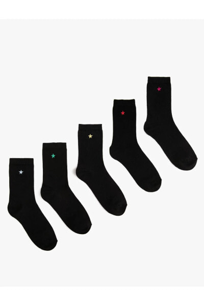 5'li Soket Çorap Seti Renkli Yıldız Detaylı