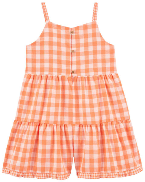 Toddler Gingham Poplin Romper 4T