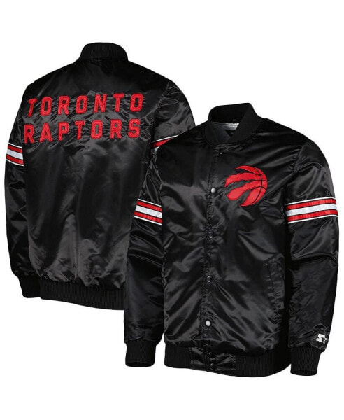 Men's Black Toronto Raptors Pick and Roll Satin Full-Snap Varsity Jacket