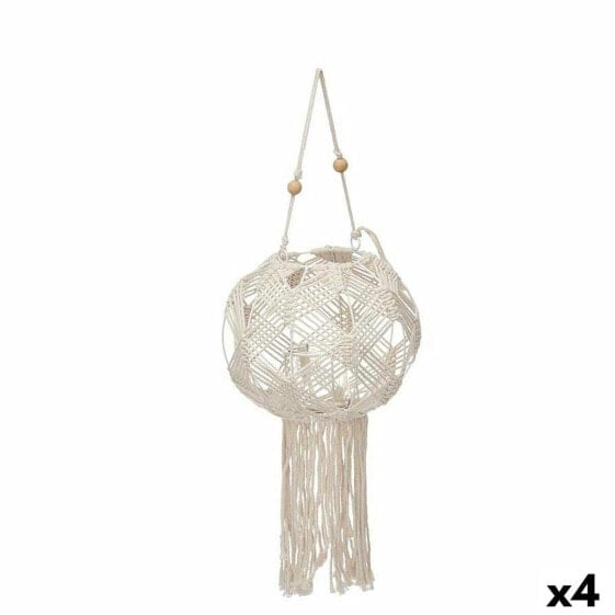 Подсвечник макраме белый хлопок 23 х 24 х 23 см (4 штуки) Gift Decor Candleholder Macrame White Cotton 23 x 24 x 23 cm (4 Units)