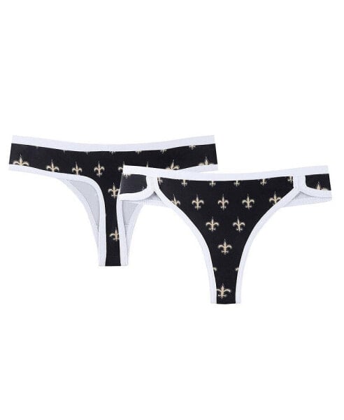 Women's Black New Orleans Saints Gauge Allover Print Knit Thong