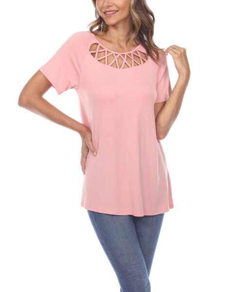 Women's Crisscross Cutout Short Sleeve Top