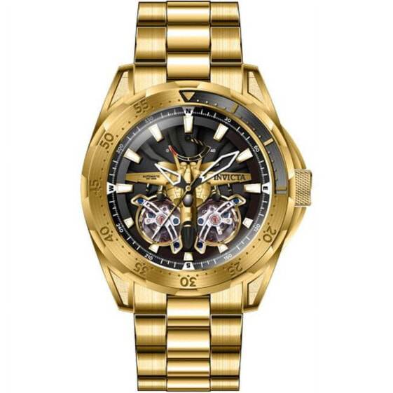 Часы и аксессуары Invicta 44687 Aviator Автоматические многофункциональные черные и золотые мужские часы