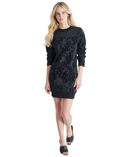 Women's Round-Neck Long-Sleeve Sweater Dress