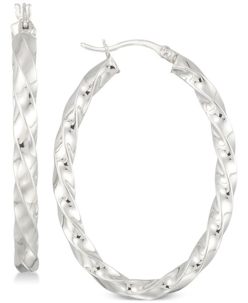 Textured Hoop Earrings in Sterling Silver