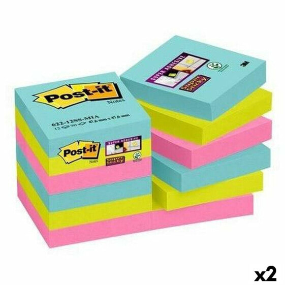 Набор клейких заметок Post-it Super Sticky Разноцветный 12 Предметы 47,6 x 47,6 mm (2 штук)