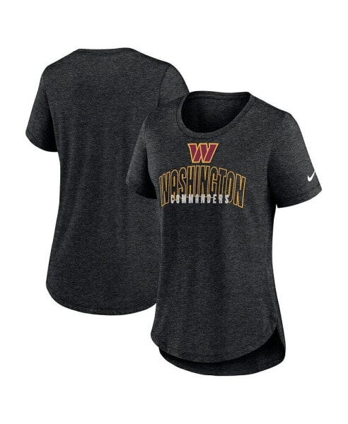 Women's Heather Black Distressed Washington Commanders Fashion Tri-Blend T-shirt