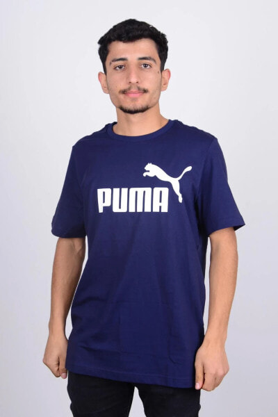Футболка мужская PUMA 586666-06 с принтом велосипедного воротника синего цвета