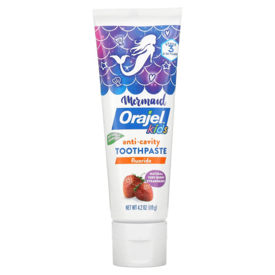 Orajel, Kids, фторидная зубная паста против кариеса, для детей от 2 до 10 лет, натуральная ягодная клубника, 119 г (4,2 унции)